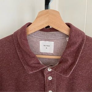 Billy Reid Brownish Red Speckled Cotton Short Sleeve Polo Shirt Mens L (Tag XL)